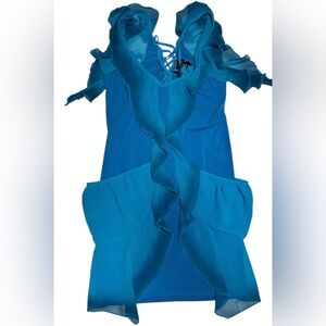 Lulu's Ocean Blue Ruffle Mini Dress New Size M